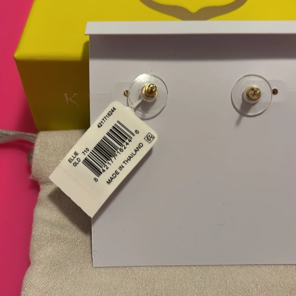 ✨1HR SALE✨ NWT Kendra Scott Ellie Earrings Hot Pink Drusy Gold - Picture 5 of 6